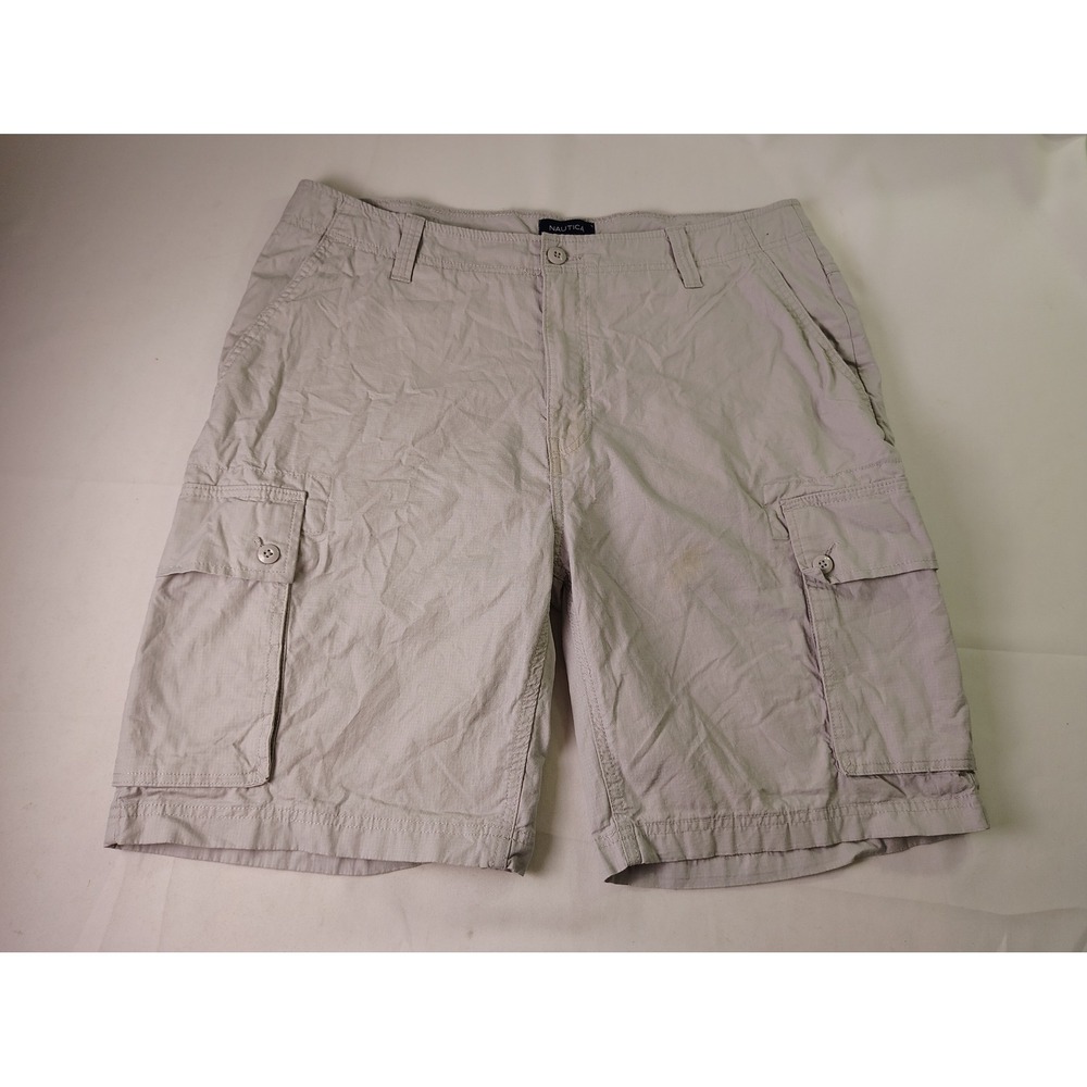 Nautica Mens Cargo Shorts Size 36 Khaki Modern Fit Casual Summer Outdoor Utility